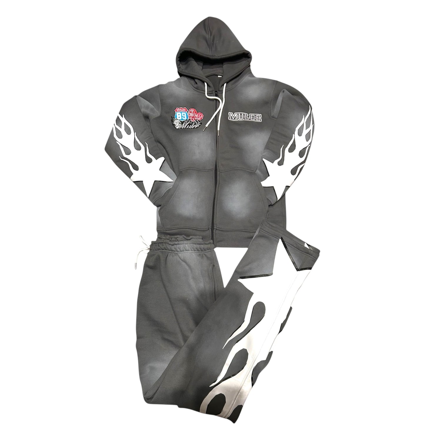 Grey Sunfaded Mulee Sweatsuit Set