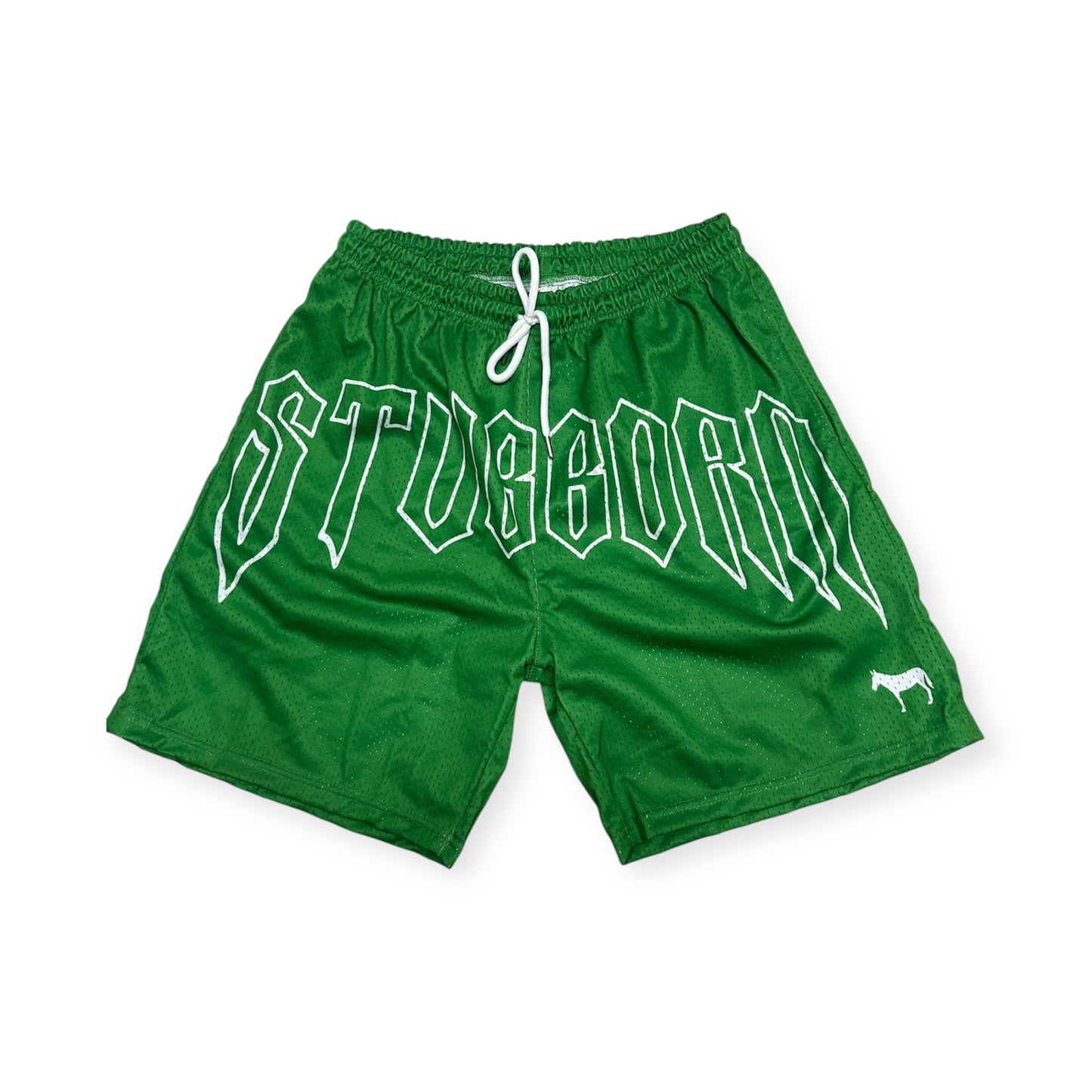 Green "Stubborn" Mesh Shorts