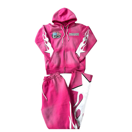 Pink Sunfaded Mulee Sweatsuit Set