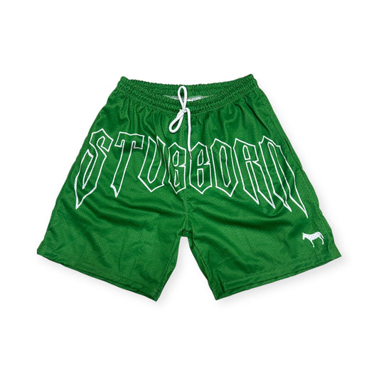 Green "Stubborn" Mesh Shorts